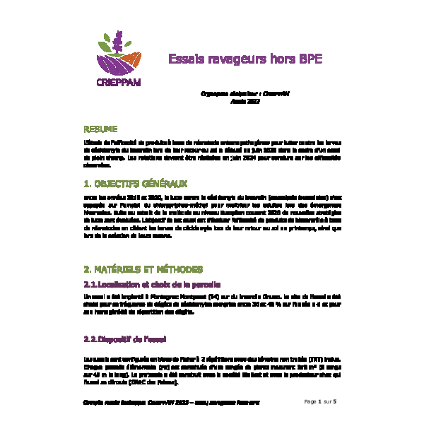 CR 2023 - Essais ravageurs hors BPE