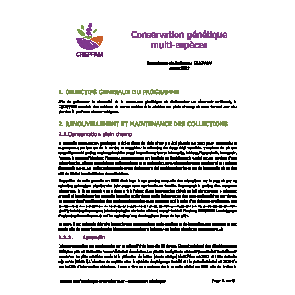 CR 2023 - Conservation génétique multi-espèces