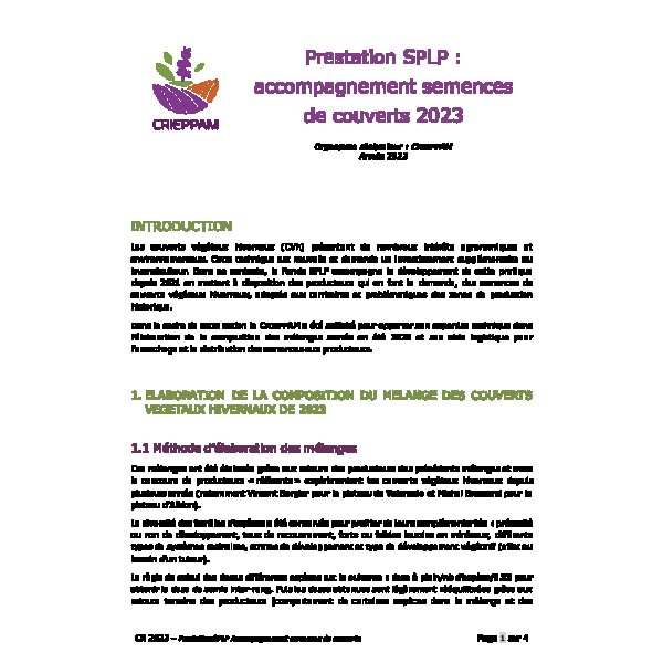CR 2023 - Prestation SPLP : accompagnement semences de couverts 2023