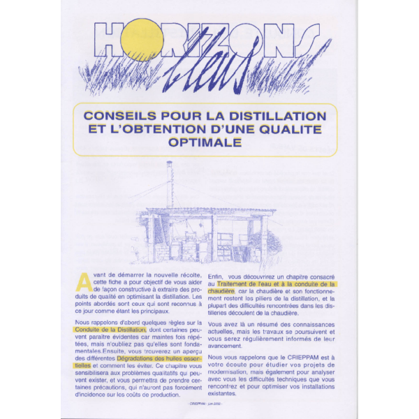 Fiche "Conseils pour la distillation et l