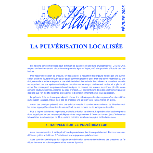 Fiche "La pulvérisation localisée"