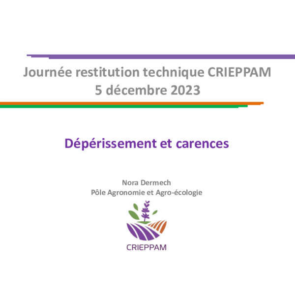 Présentation "Carences et dépérissements" journée technique du 5/12/2023