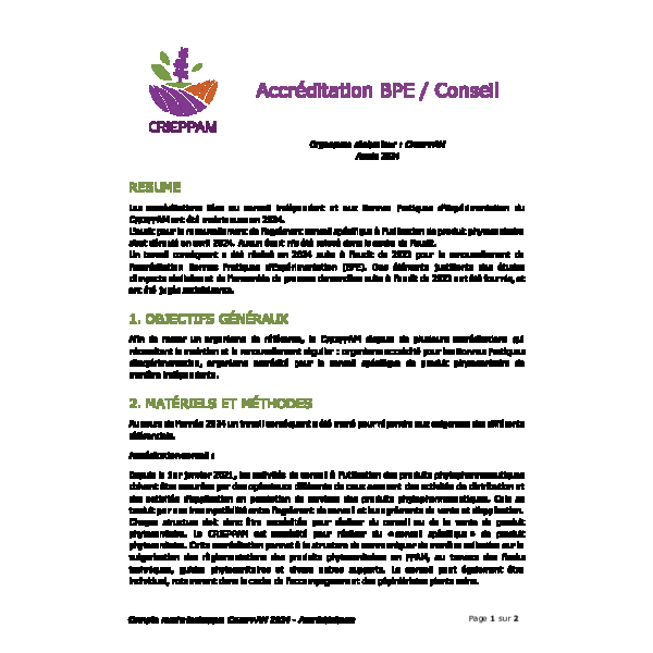 Accréditation BPE / Conseil