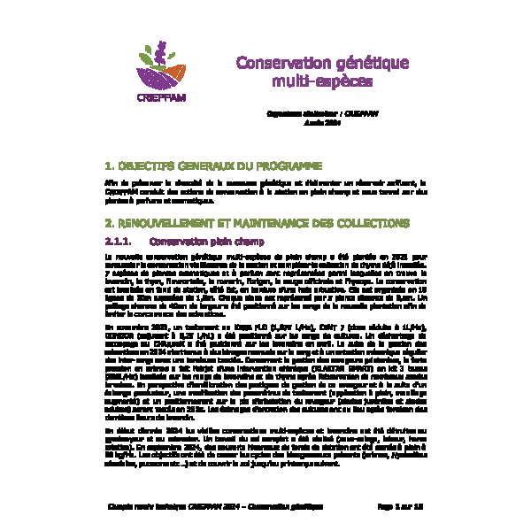 Conservation génétique multi-espèces