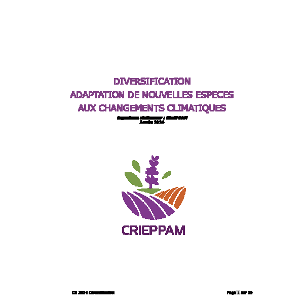 DIVERSIFICATION ADAPTATION DE NOUVELLES ESPECES AUX CHANGEMENTS CLIMATIQUES