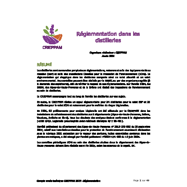 Réglementation dans les distilleries