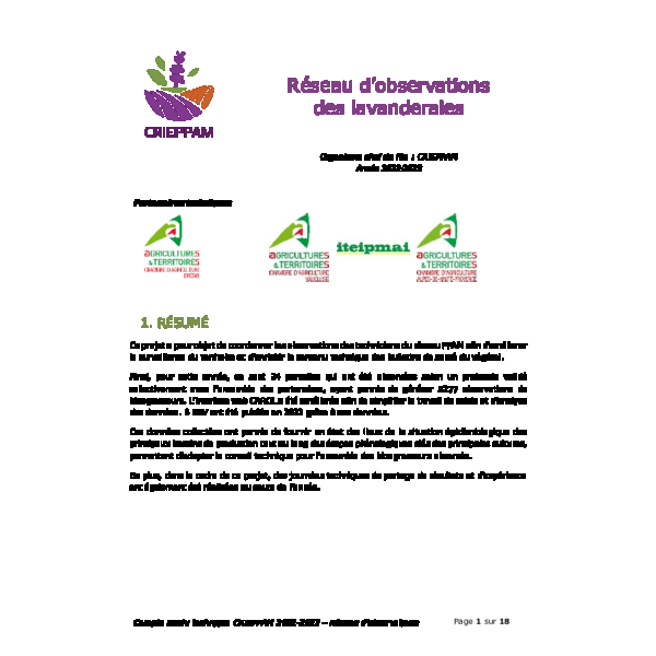 CR 2023 - Réseau d’observations des lavanderaies